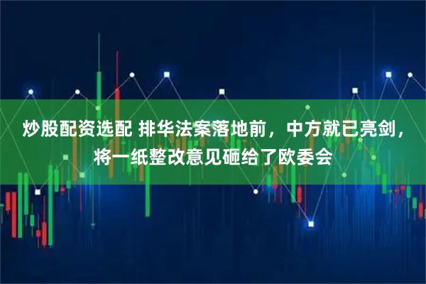 炒股配资选配 排华法案落地前，中方就已亮剑，将一纸整改意见砸给了欧委会